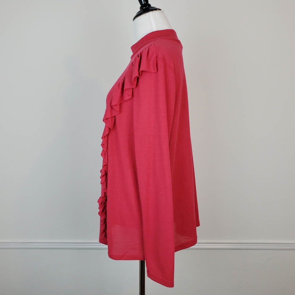 Eloquii Sweater Ruffle Knit Magenta Pink Purple Boho Spring Romantic Dramatic - Picture 7 of 10